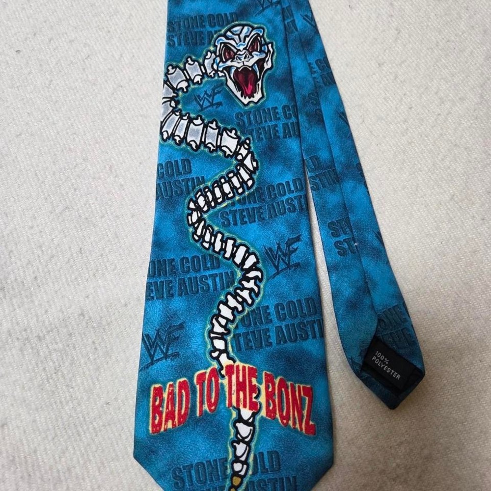 WWF Stone‎ Cold Steve Austin Ralph Marlin Tie, 1998 'Bad To The Bonz' Vintage